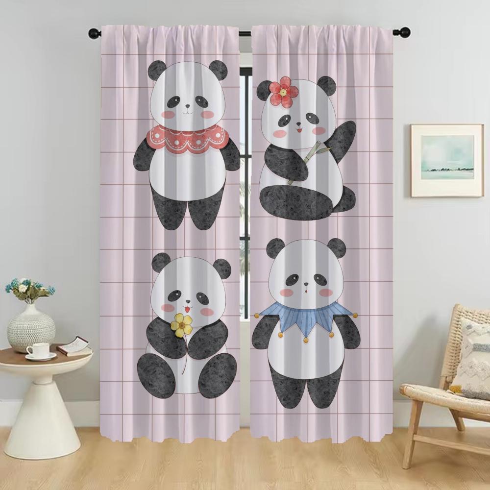 Cute Panda Curtains Child Room Halloween Decoration Living Room Curtain Home Interior Curtains for Camera Shades Partition Panel