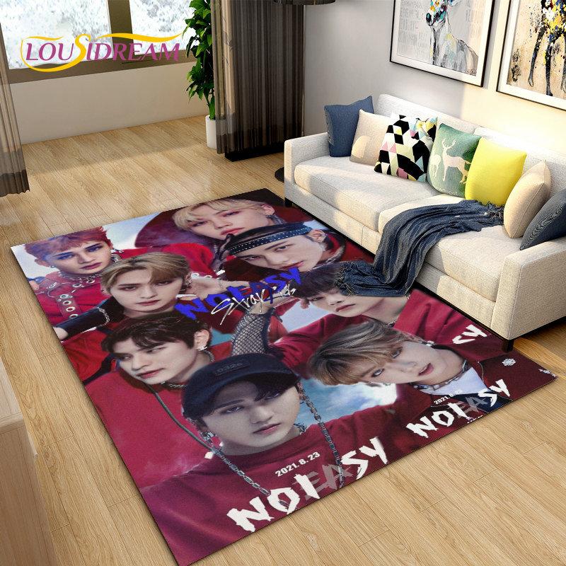 Kpop Singer Stray Kids Area Rug Large,Carpet Rug for Living Room Bedroom Sofa Doormat Decoration, Kids Play Non-slip Floor Mat