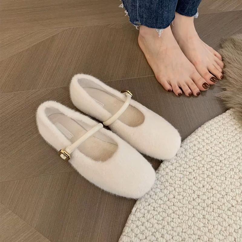 

Autumn and winter wind Mary Jane plush fairy warm inner height increase ballet single shoes women 2025 plush shoes 24 years new 34