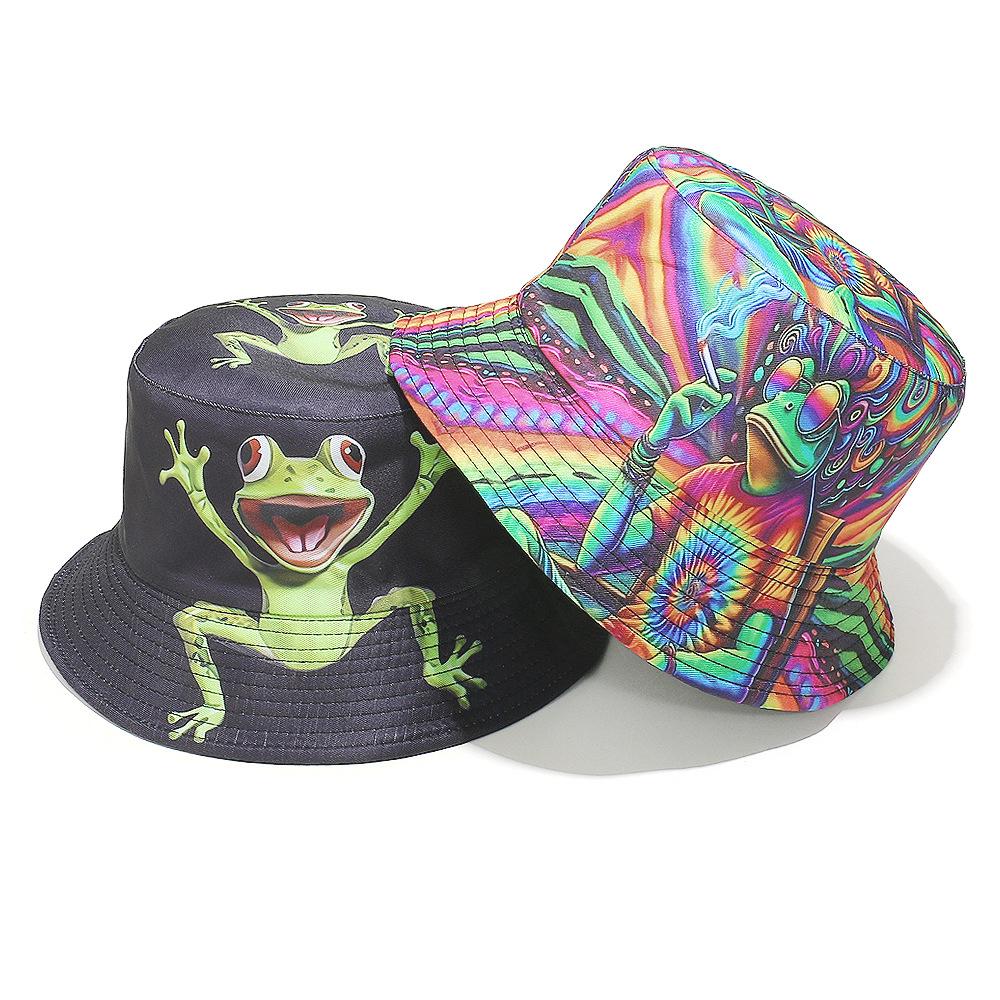 European and American spring and summer sun hat outdoor casual versatile basin hat frog cartoon bucket hat female