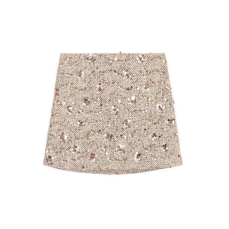 

Qianjin Style Suit Women s Stylish Heavy Industry Woven Lapel Sweater Autumn Sequin Bodycon Dress Skirt Two-piece Set Skirt L