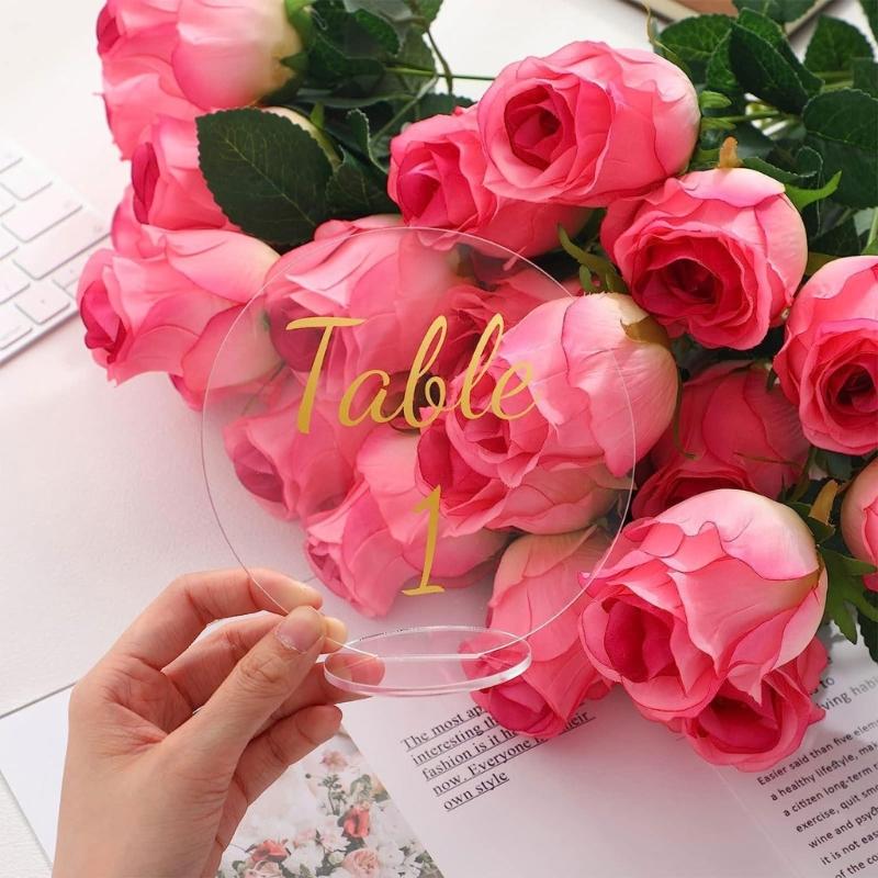 30pcs Acrylic Wedding Table Numbers DIY Blank Clear Display Signs with Base Stand for Wedding Party Table Decoration