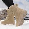 Mens High-top Winter Boots Retro Combat Boots Outdoor Boots Wear-resistant Snow Boots