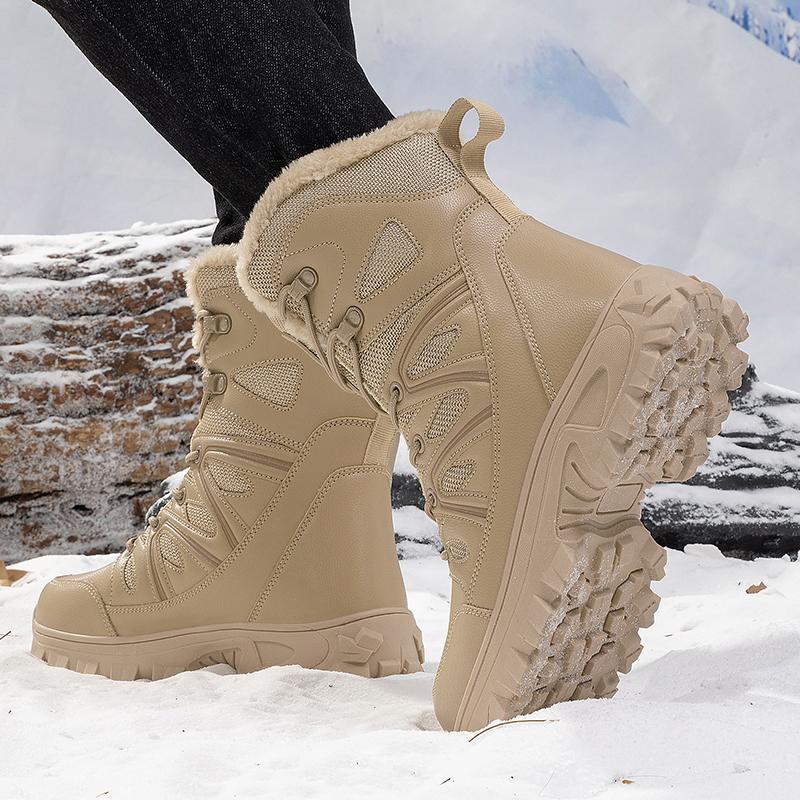 Mens High-top Winter Boots Retro Combat Boots Outdoor Boots Wear-resistant Snow Boots