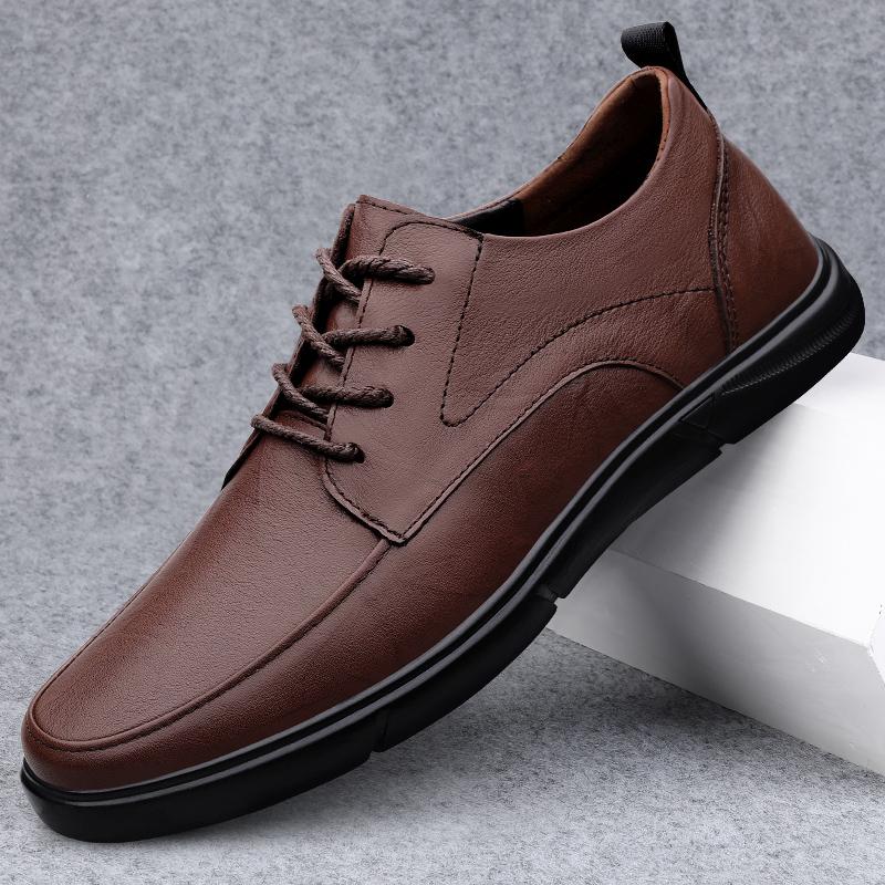 

Fashion Men All-match Flats Male Outdoor Casual Footwear Mens High Quality Breathable Sneakers Men s Shoes Genuine Leather Skate Shoes 38 коричневый