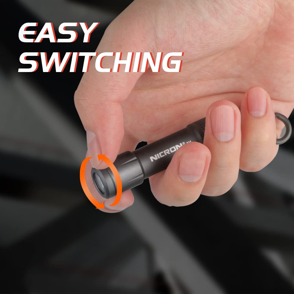 Nicron Mini Flashlight with IPX7 100 Handheld Carabiner, Waterproof, N1, Lumens, Light/Torch