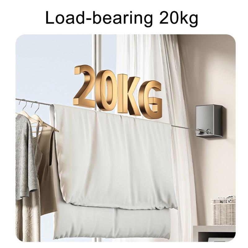 Multipurpose Retractable Clothesline Invisible Wire Rope Wall Mounted Clothes Line for Hanging Diapers and Socks