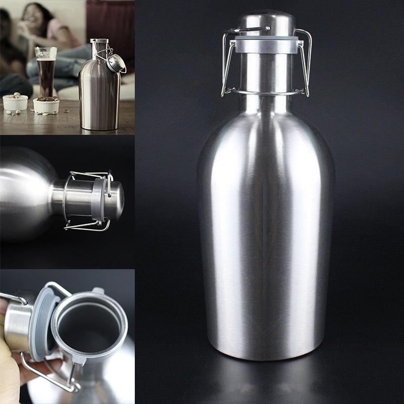 64oz nerezová ocelová pivní growler Swing Top Hip Flask Ultimate 1,9L pivní láhev