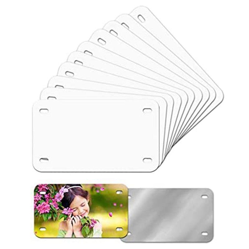 10 Pack Sublimation License Plate Blanks,Heat Thermal Transfer DIY Picture,Aluminum License Plate Tag License Plate Covers Frames 6