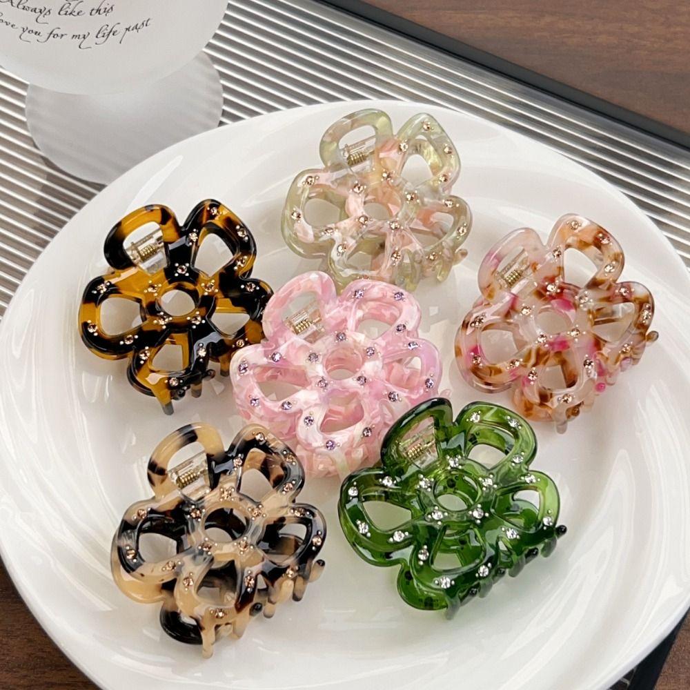 Headwear Acetate Hair Clip Hairpin Hair Grab Creative Hollow Flower  Hair Claws  Streetwear