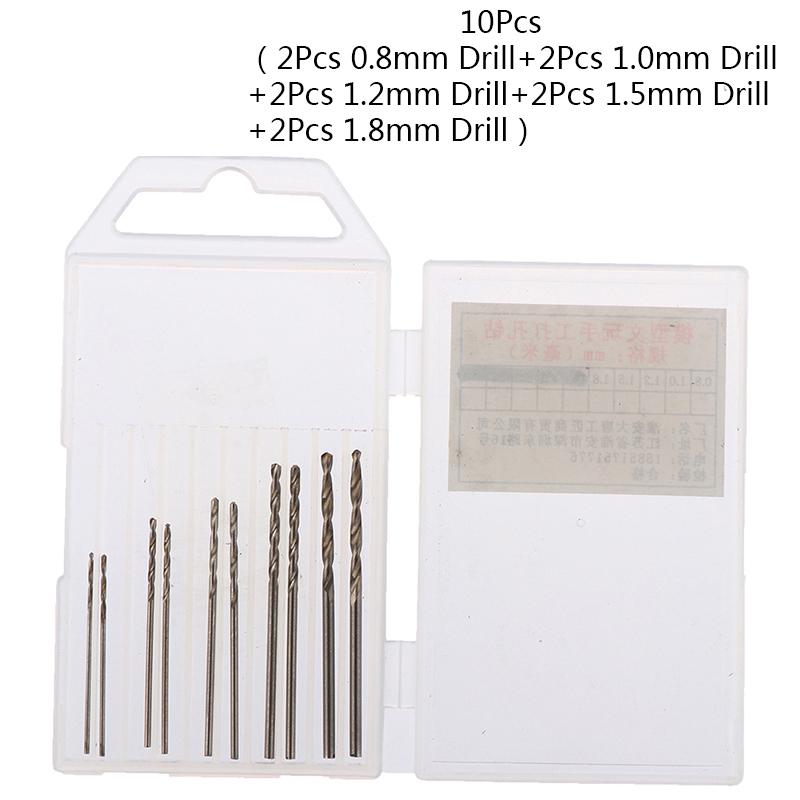 10Pcs/Box Mini Drill Hss Bit 0.8Mm-3.0Mm Straight Shank Pcb Twist Drill Bits Set