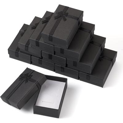 12 schwarze kleine Schmuckgeschenkboxen (8,1 x 5,2 cm) mit Deckel und Schleife für Armbänder und Ohrringe – ideal für Ostern, Valentinstag und andere Anlässe.