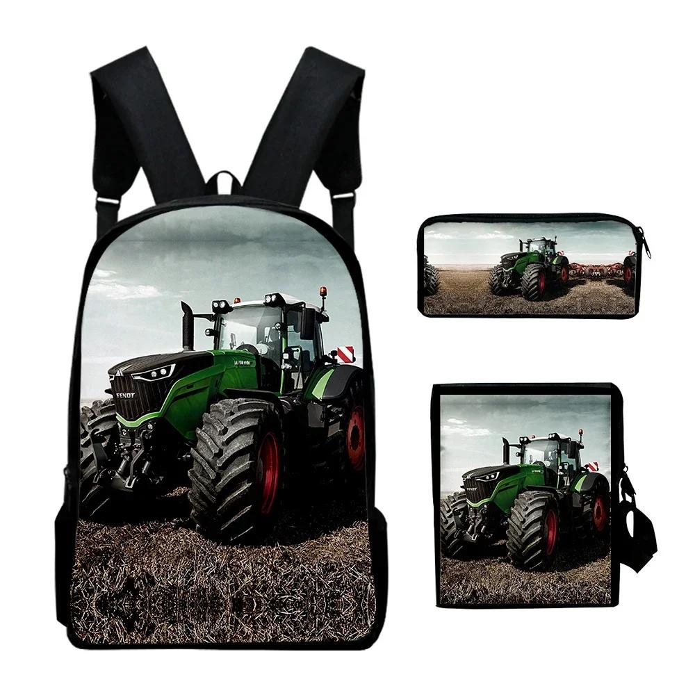 Trattore Agricolo Zaino Scolastico Borse Scolastiche Borsa a Spalla Astuccio Set da 3 Pezzi Regalo per Bambini Studenti