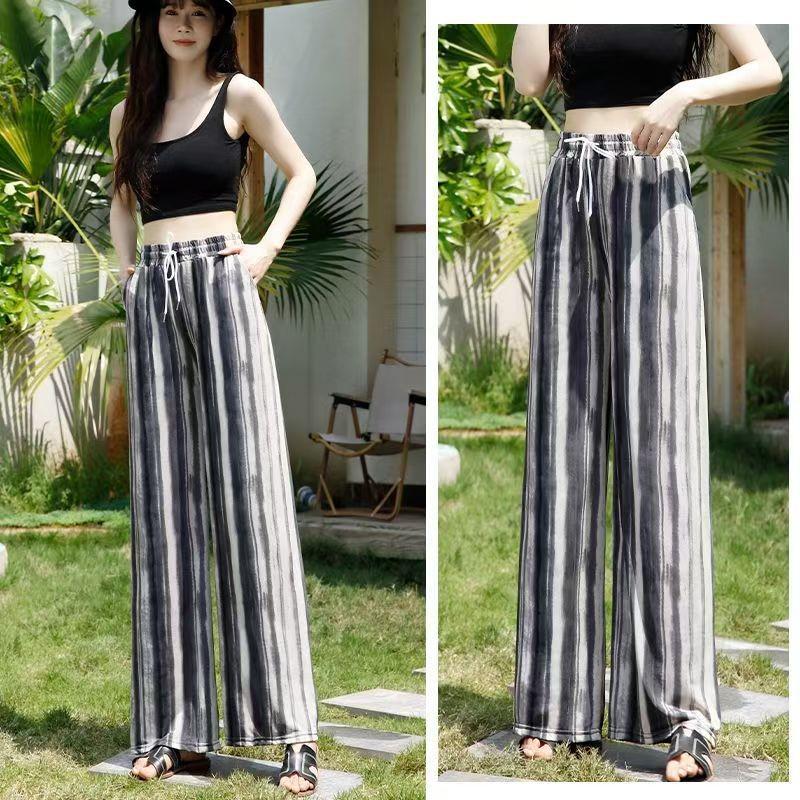Sommer Damen Eis Seide High-Waist Weite Hosen - Lässig, Locker und Kühl für Zuhause oder Draußen