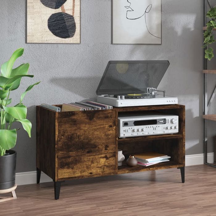 VidaXL Record Cabinet, Side Cabinet with Storage, Furniture for Turntable, Living Room Buffet, Modern, Smoked Oak 831954