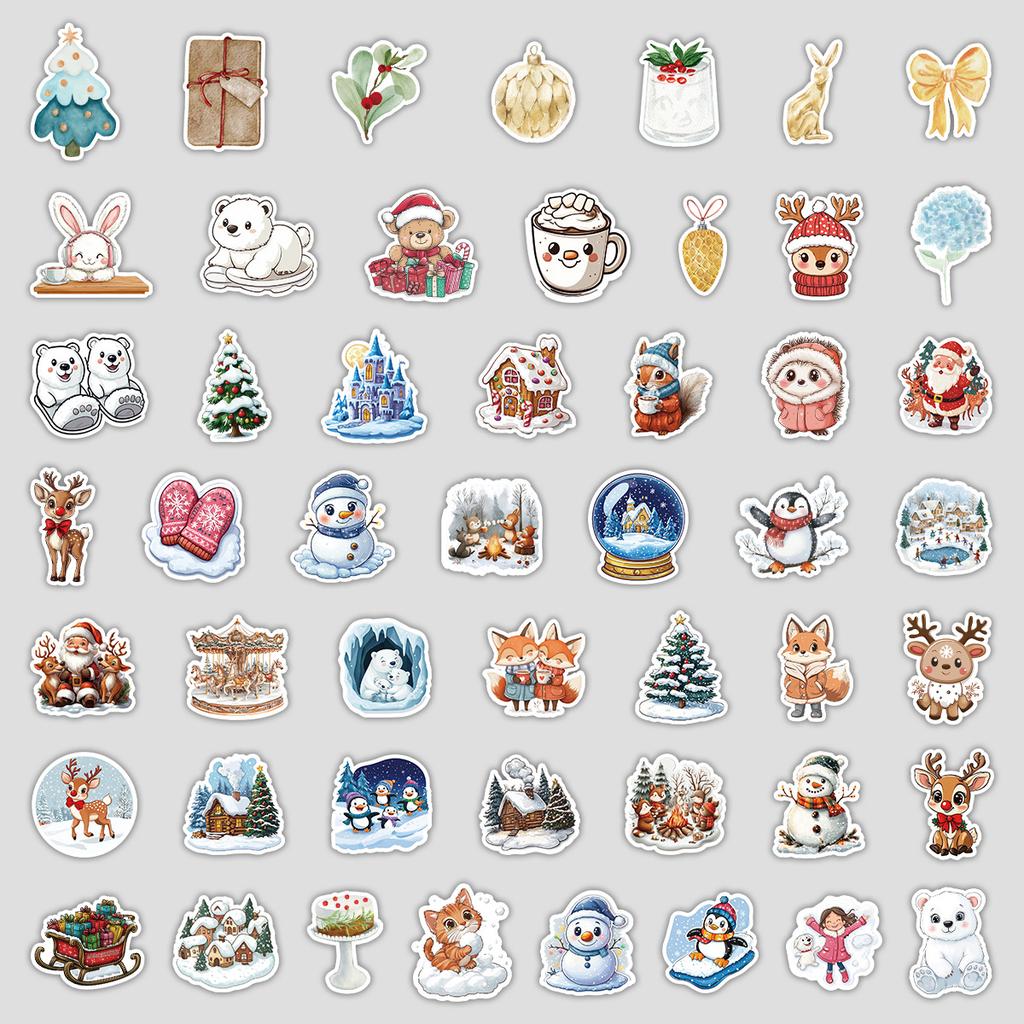 50 New Christmas Series Graffiti Stickers, Water Cup Waterproof Decorative Stickers, Cute Festival Stickers