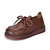 Take a Spring and Autumn New Fashion Color Matching Retro Soft-soled Women's Single Shoes Flat-soled Doudou Shoes First-layer Cowhide Lace-up 