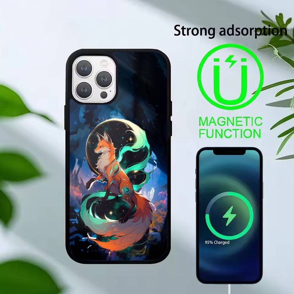 Sunny Fox Phone Case For iPhone 14,16,15,13,17,12,Plus,Pro,Max Magnetic For Magsafe Frosted Cover