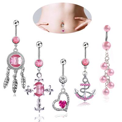 5 -piece Umbilical Ring Combined Seaside Style Long Pearl Pearl Belly Navel Belly Navel Buckle Umbilical Nails