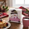 Kitchen Bar Counter Decoration Wooden Christmas Napkin Holder, Gnome/Christmas Tree/Snowman Shape, Pink Solid Wood Dispenser Stable Organizer