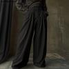 INCERUN Men Zip-up High Waist Casual Long Wide Legs Pants Trousers