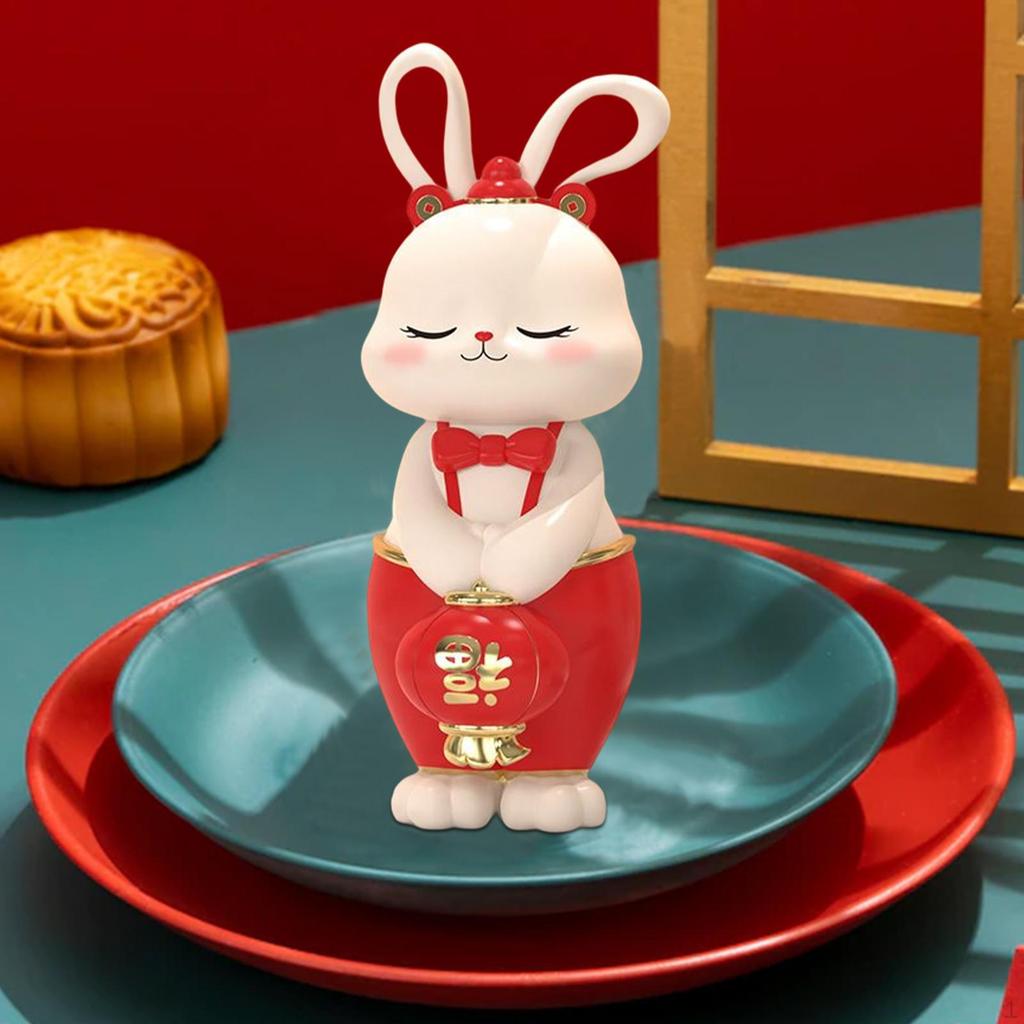 Statue, Ornament Craft Creative Cake Topper Bunny Figurine, Sculpture for Desk Shelf Cabinet
