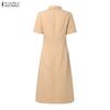 ZANZEA Women Summer V-Neck Casual Short Sleeve Dress