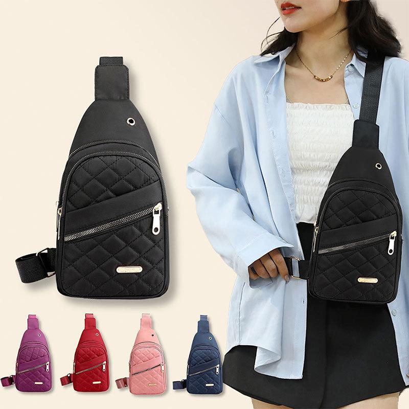 Breast bag Women's versatile lightweight casual fashion small bag Multi-compartment outdoor travel backpack Crossbody bag