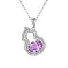 Women's S925 Sterling Silver Gourd Necklace Natural Crystal Topaz Garnet Clavicle Chain Jewelry Gift