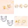 Hot Selling Fashionable Pearl Cat Diamond Earrings