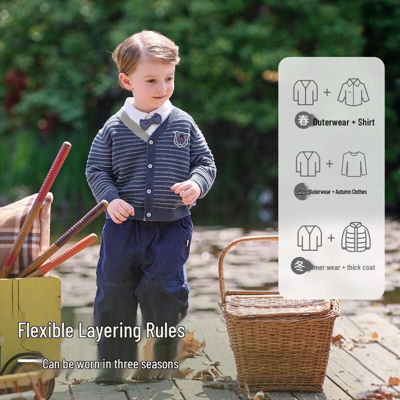 Boy's Striped Knit Cardigan
