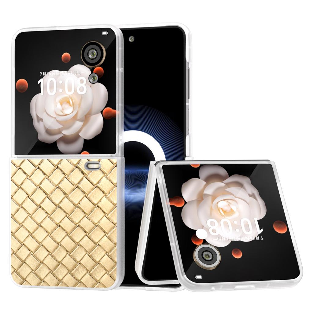 For Honor Magic V Flip 5G Case Woven Texture Matte Edge Leather+PC Phone Cover