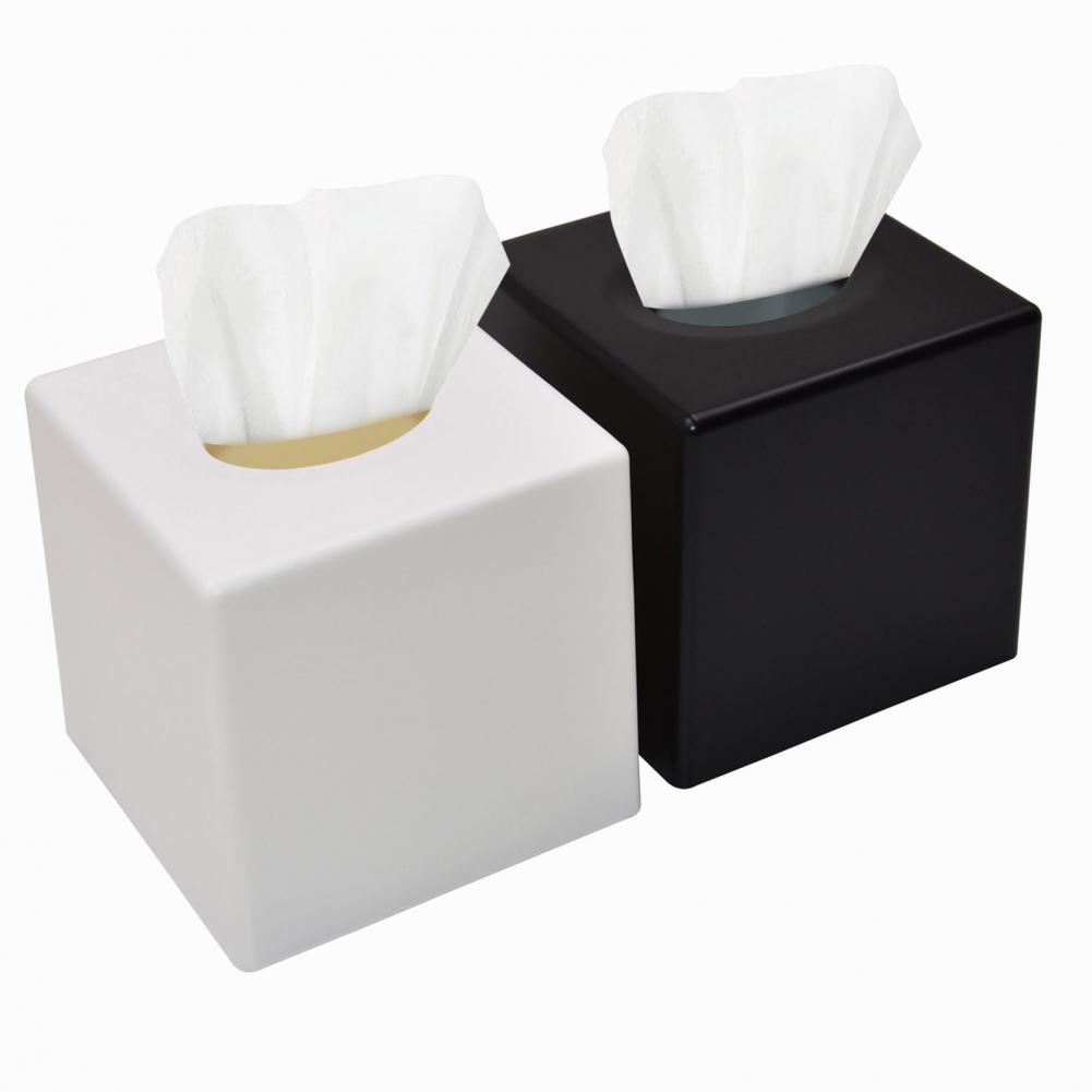Open Bottom Tissue Cover Paper Box Tissue Holder Elegant Square Tissue Box Cover with Oval Opening for Vanity for Bedroom