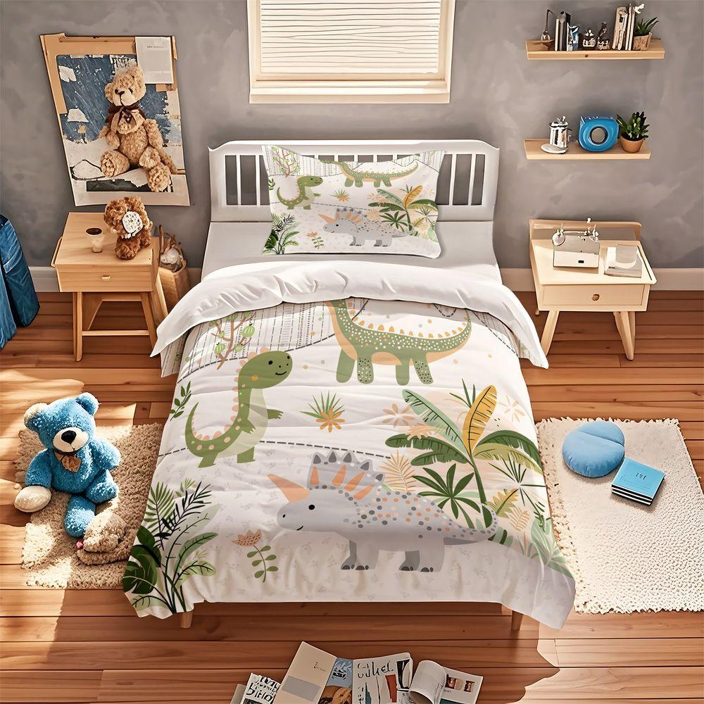 Dinosaur Duvet Cover Set Teen Bedding Set Soft Microfiber Cartoon Animal Print Bedding for Boys Girls Bedroom Home Decor
