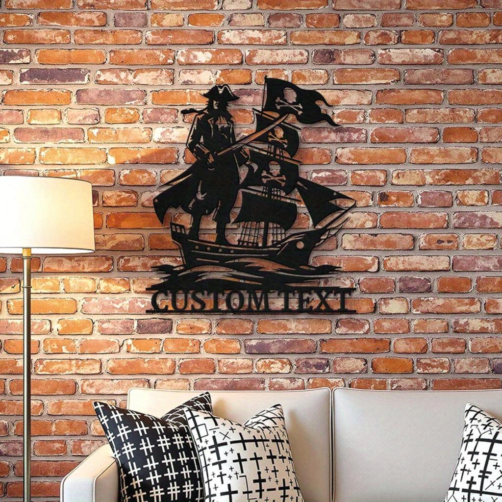 Custom Pirate Ship Metal Sign Retro Nautical Wall Decor for Home Office Man Cave