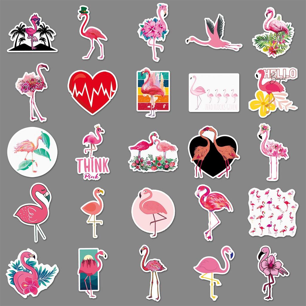 100 Unique Flamingo Graffiti Stickers: Creative DIY for Skateboards & Luggage
