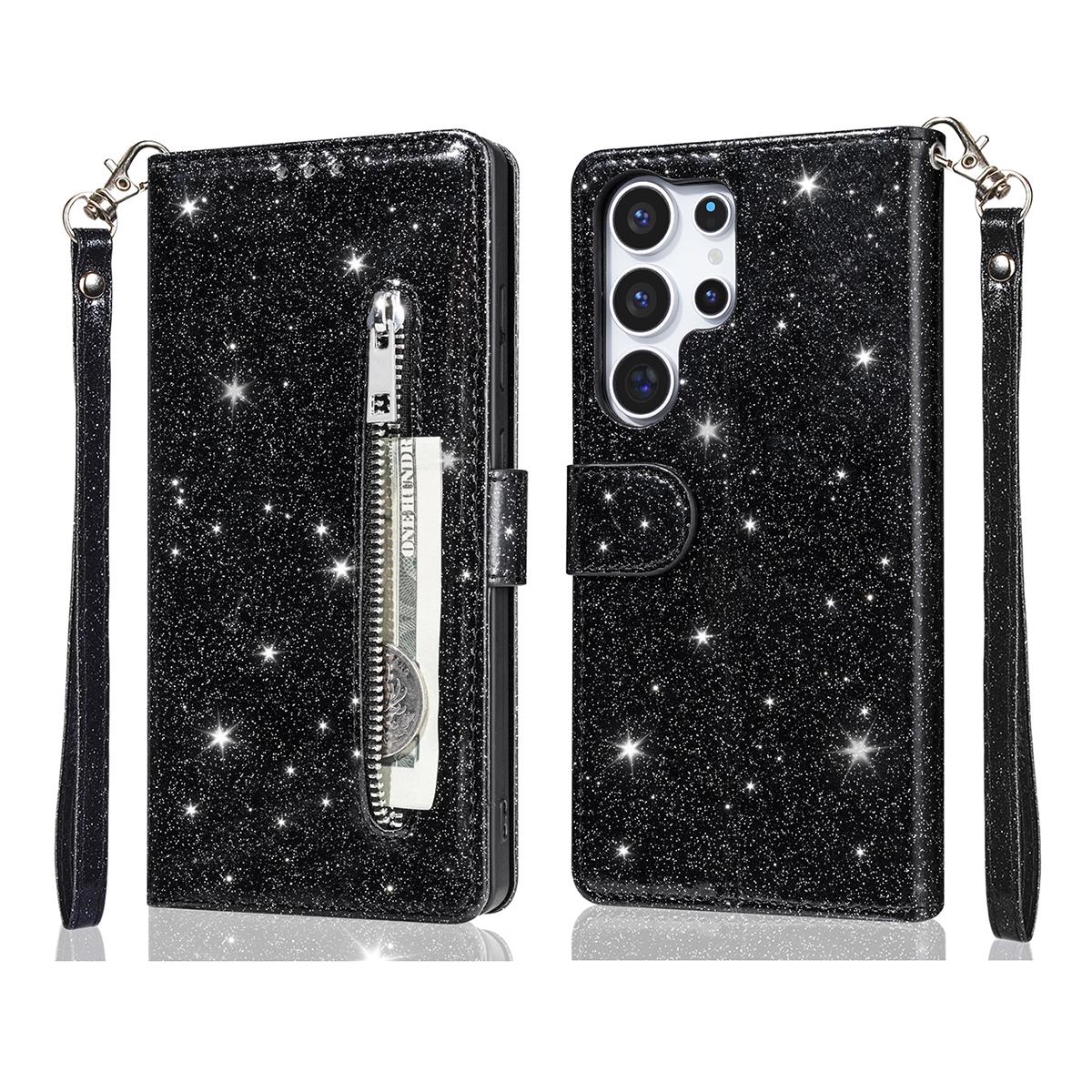 

Для Samsung Galaxy S26 Ultra Чехол-подставка Блестящий Чехол для телефона Кожаный Чехол Карман на молнии