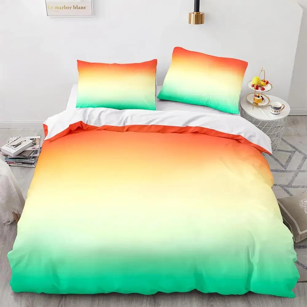 Rainbow Gradient Duvet Cover Set Queen Size Rainbow for Kids Girls Cute Style Bedding Set Polyester Single King Twin Quilt Cover