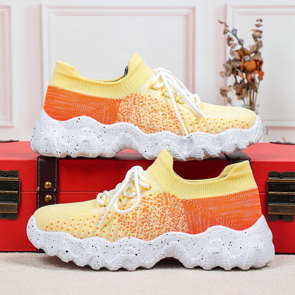 Breathable Platform Sneakers Knitted Chunky Shoes for Women Men Leisure Walking Shoes Trendy Socks Shoes Non-slip Wear-resistant