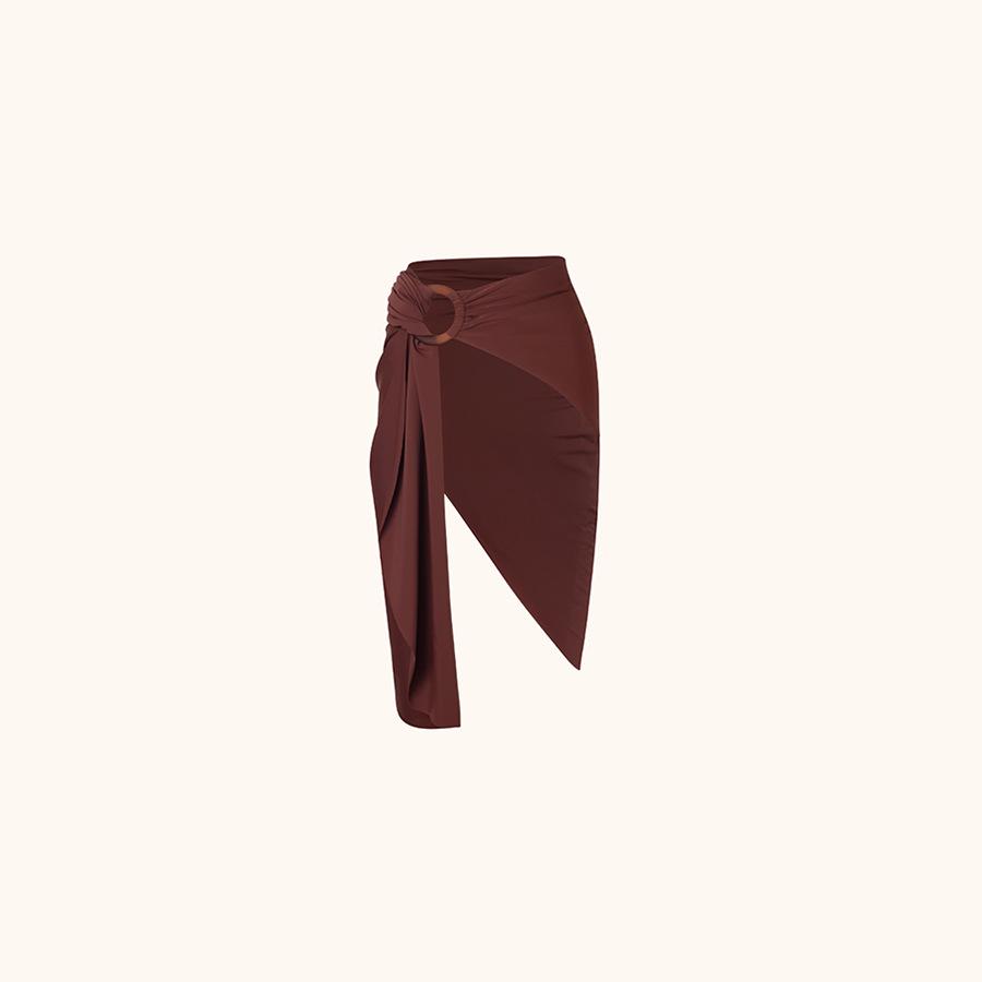 

European & American High-Waisted Slimming Solid Color Women s Skirt One Size бежевый