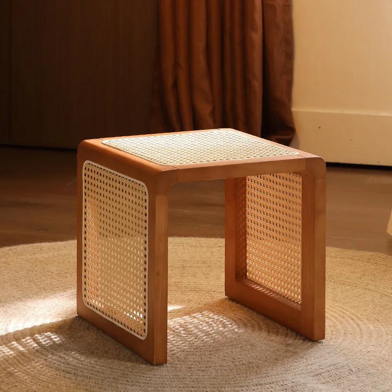 Bedside Solid Rattan Cabinet Namesake Style Coffee Table Chinese Traditional Furniture Sofa Balcony Oriental Furniture Table
