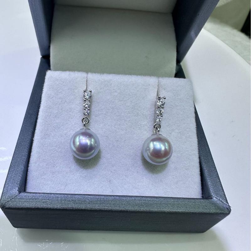 8-9mm High-End Salzwasser Akoya Perle Sterlingsilber Ohrstecker