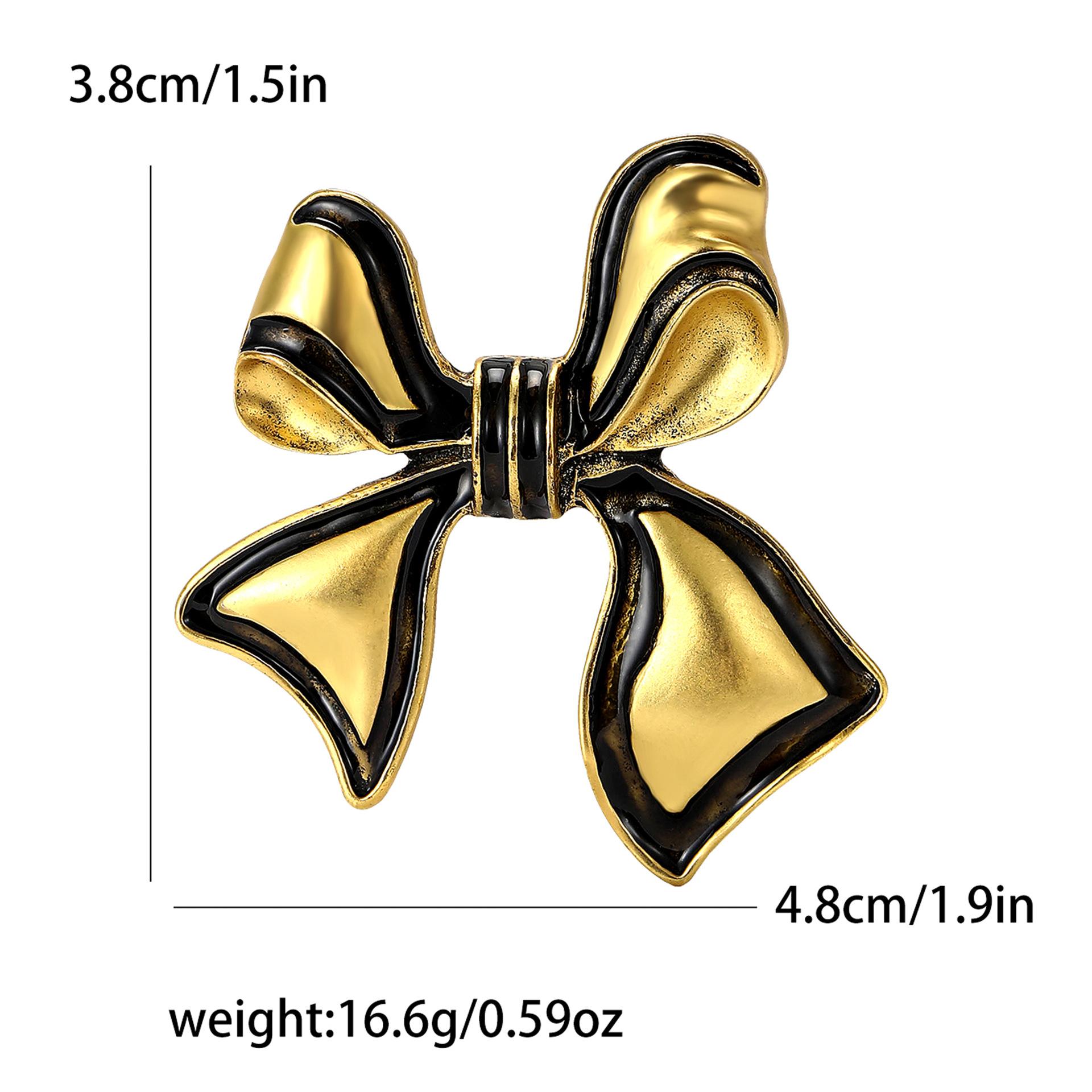 

Elegant Vintage Gilt Enamel Bow Brooch Exquisite Ladies Clothing Corsage Ornament Pin