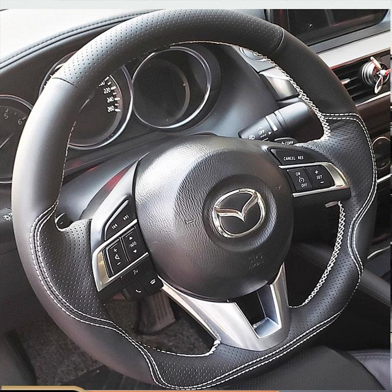 

Для Mazda CX-5 CX5 Atenza 2014 Mazda 3 CX-3 Scion iA 2016 Ручная прошивка Кожаная противоскользящая Накладка на руль автомобиля style 2