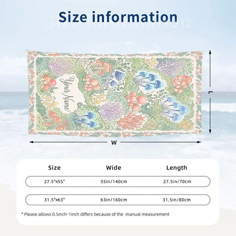 Mystical Moth Key Artwork Theme Quick Dry Beach Towel Custom Name Text Print Large Sand Resistant Towel Beach Vacation