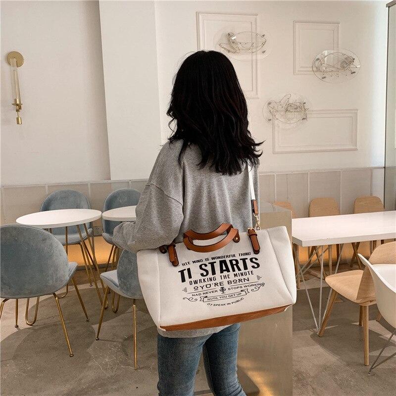 Woman Tote Bag Fashion Letter Big Capacity Canvas Bag Casual Shoulder Messenger Bags