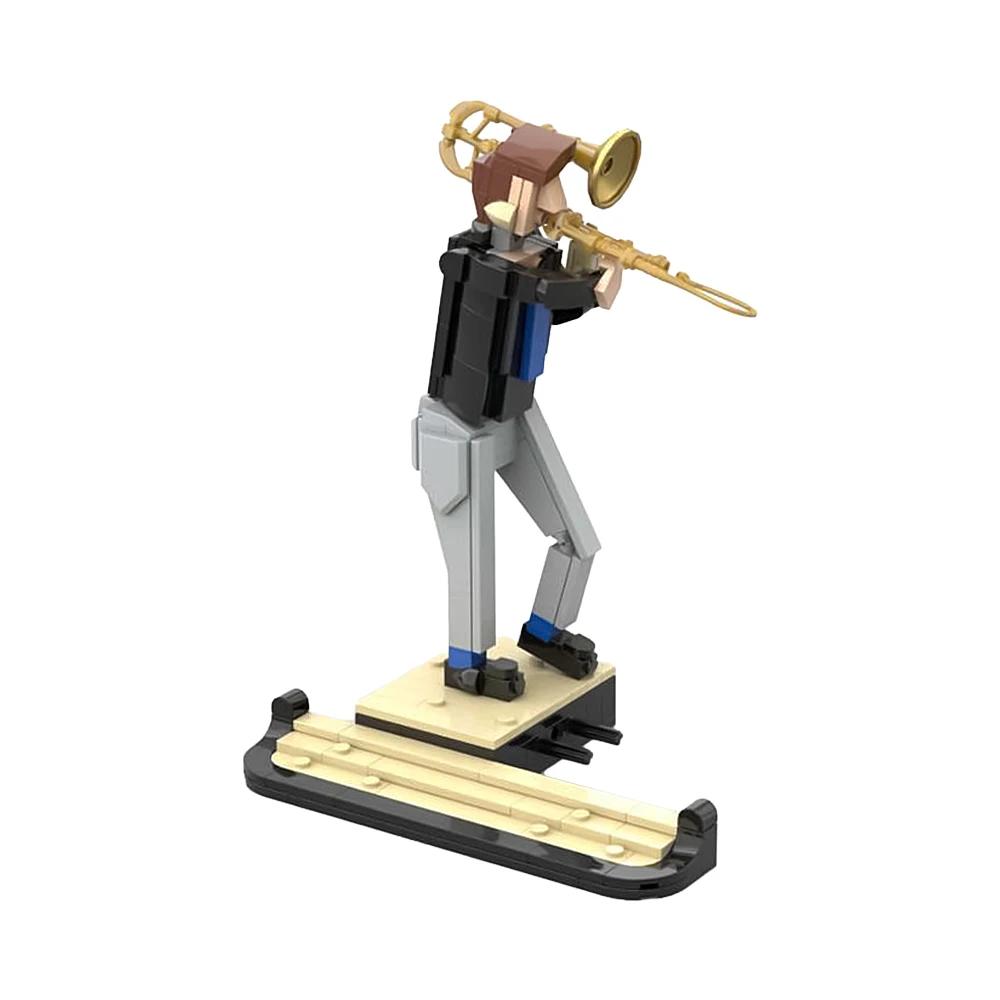 Wucifang Bags Unisex Gobricks My Own Creation Ideas Jazz Quartet Addition Blocks Miniature Trombone Player Jazz Quartet Building Blocks Learning Playthings Gifts