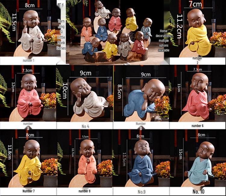 Zen Novice Monk Zisha Ceramic Figurine - Creative Home Tea Pet Ornament