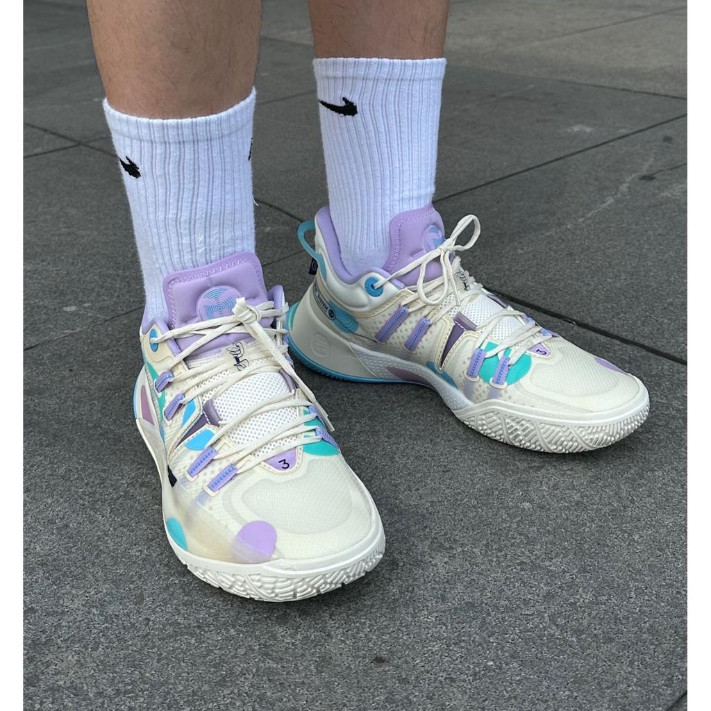 Li-Ning CJ-2 Easter Low Top Basketball Shoes Men Sneakers White Blue Purple ABAS001-11