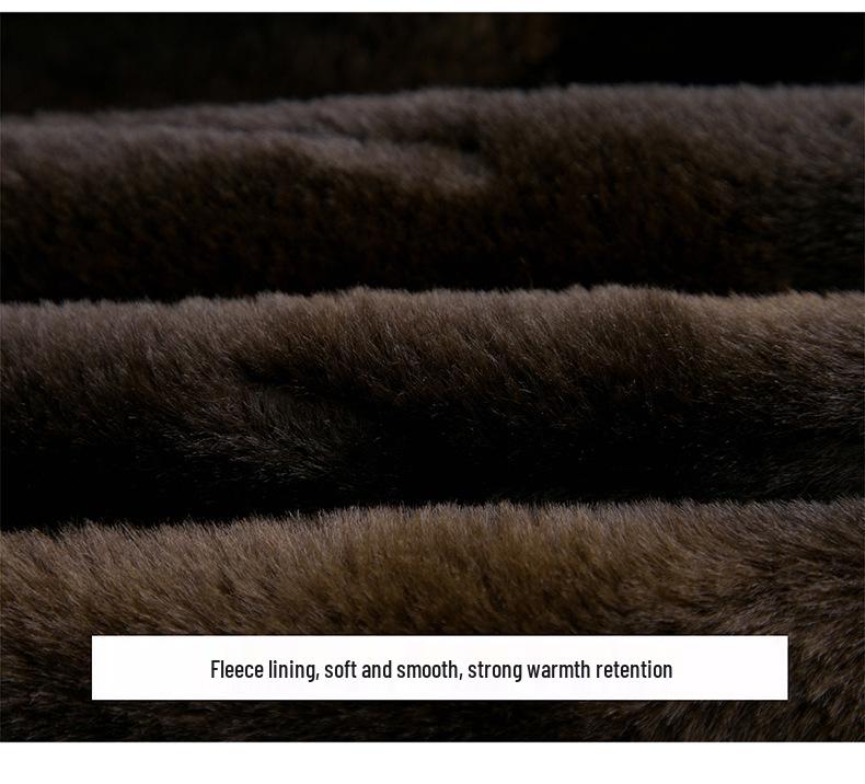 Dad's Winter Fleece-Lined Cotton Coat with Detachable Hood for Middle-Aged and Elderly Men - Thickened and Warm.